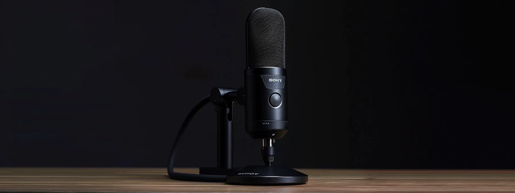 a sleek condenser microphone set up in a soundproofed studio in bustling new york city, enhancing audio quality for professional productions.