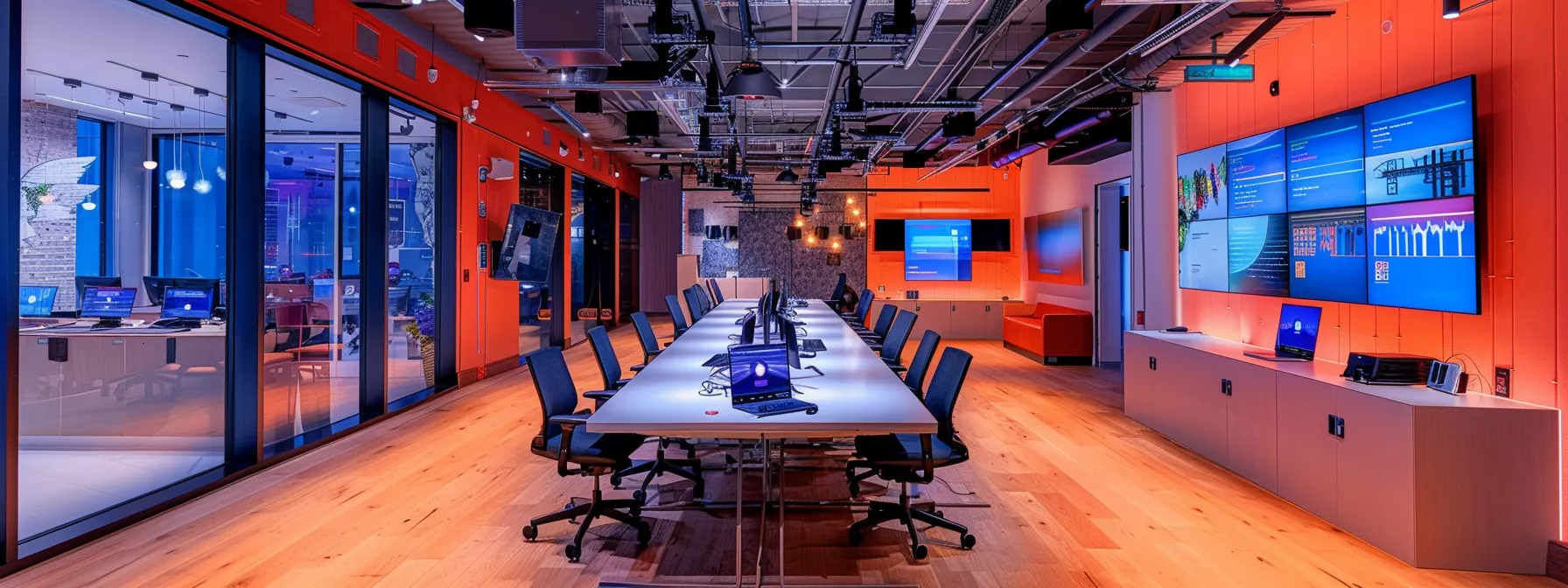 a spacious, modern commercial studio with state-of-the-art equipment and soundproofing, adorned with sleek marketing materials and high-speed internet access, offering a perfect setting for a successful production experience.