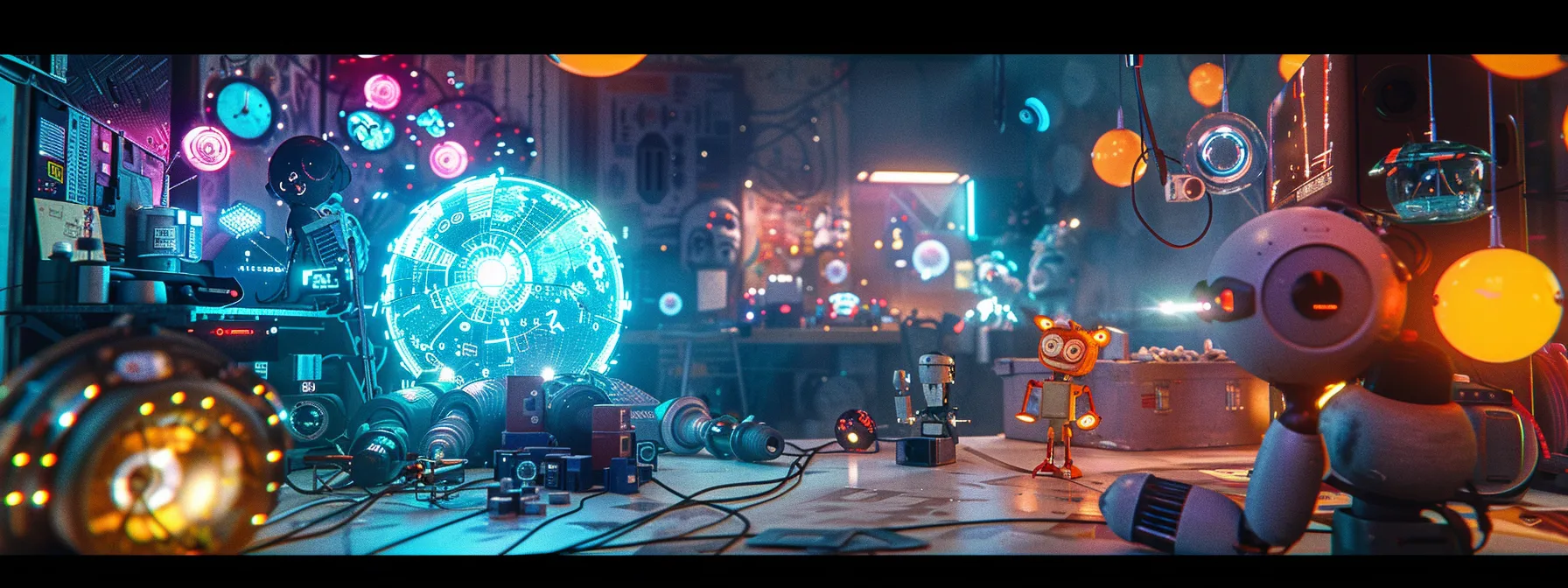 vibrant and futuristic animated characters interacting in a virtual world.