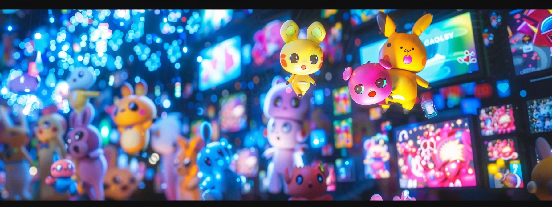 vibrant cartoon characters dancing on a digital screen surrounded by streaming platform logos.